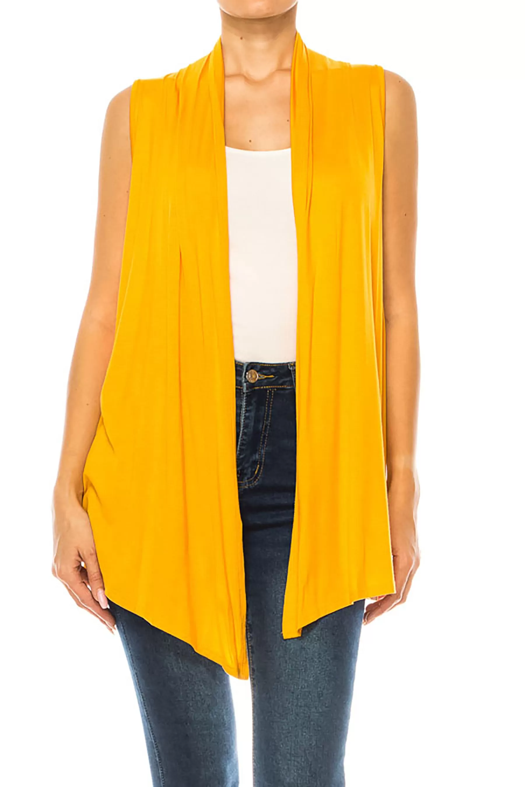 Women's Casual Open Draped Front Solid Cardigan Vest