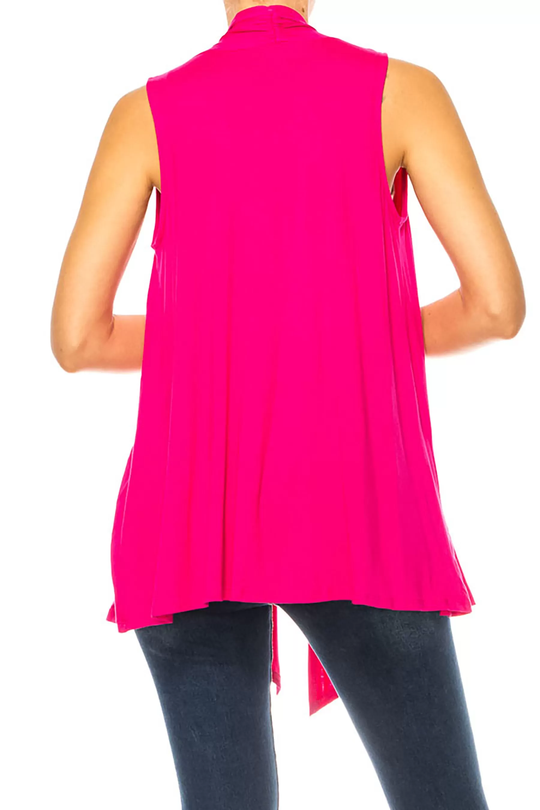 Women's Casual Open Draped Front Solid Cardigan Vest