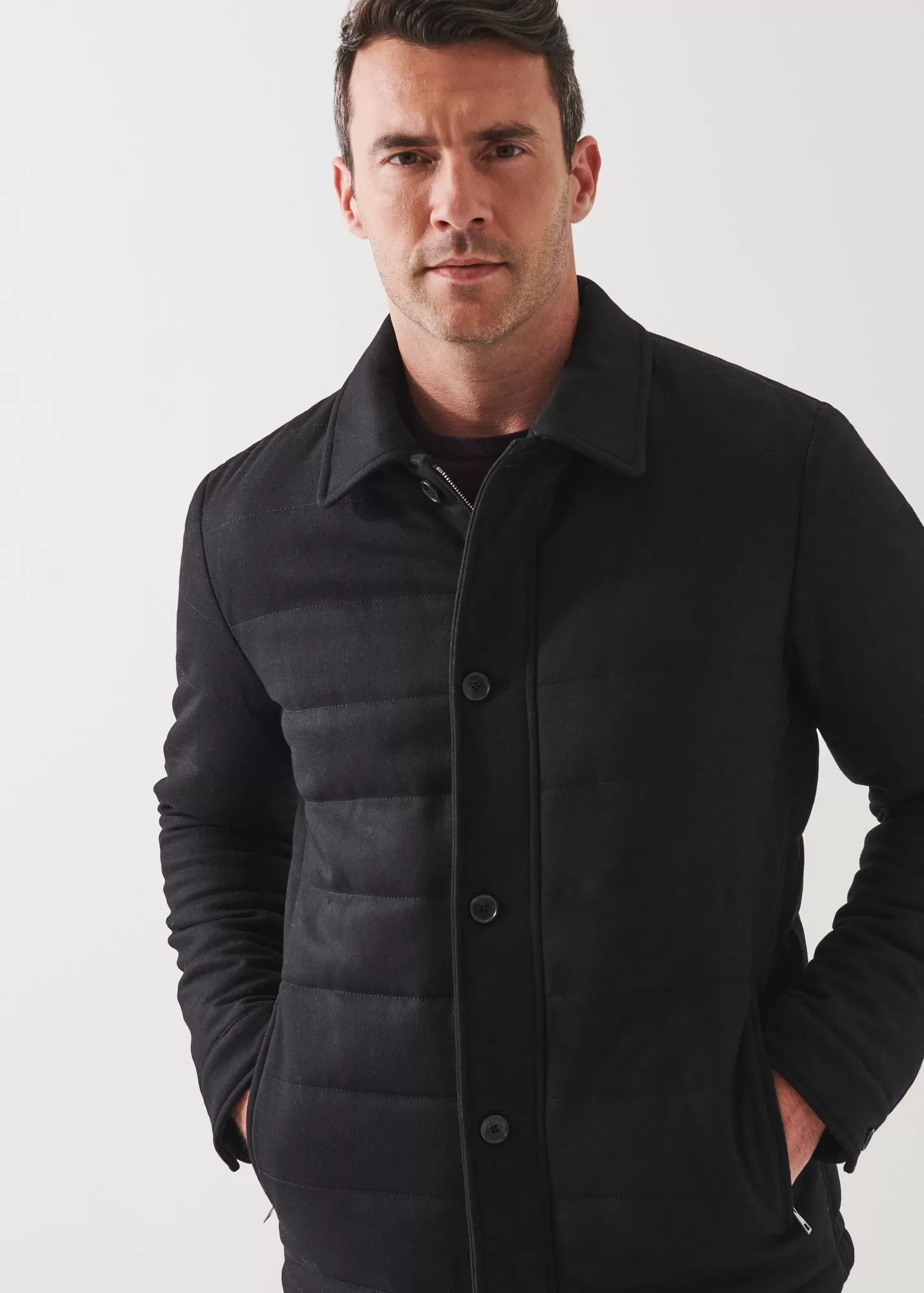 WOOL BLEND QUILTED SHIRT JACKET