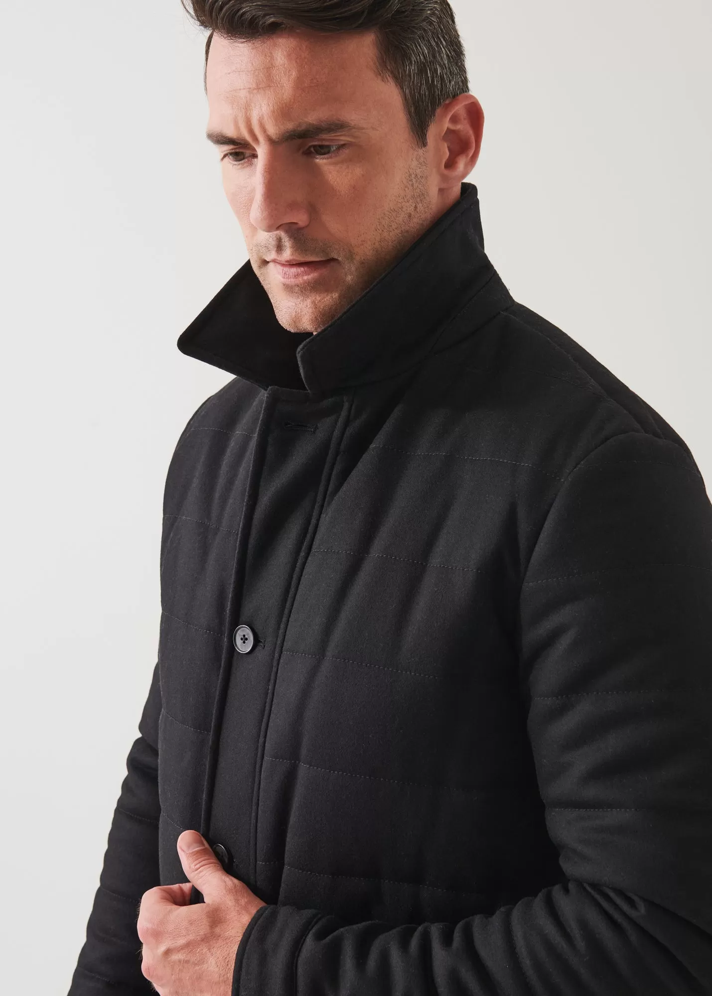 WOOL BLEND QUILTED SHIRT JACKET